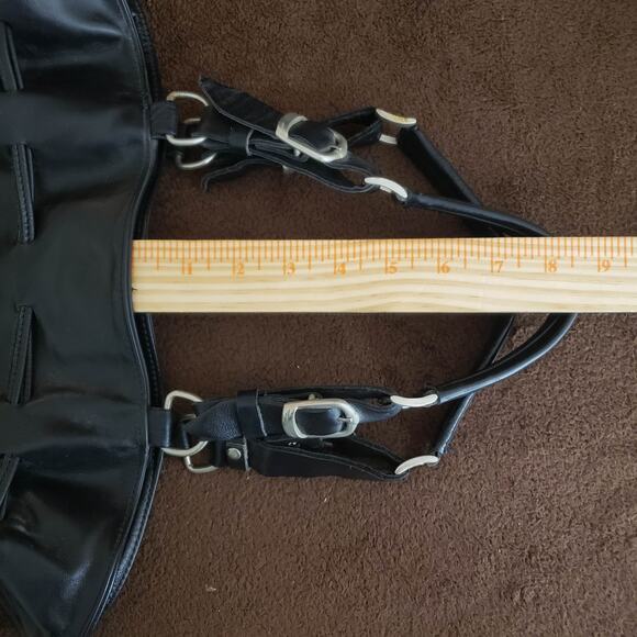 Oxone Paris VINTAGE Rose Embellished Leather Shoulder Drawstring Bucket Bag - Picture 15 of 16